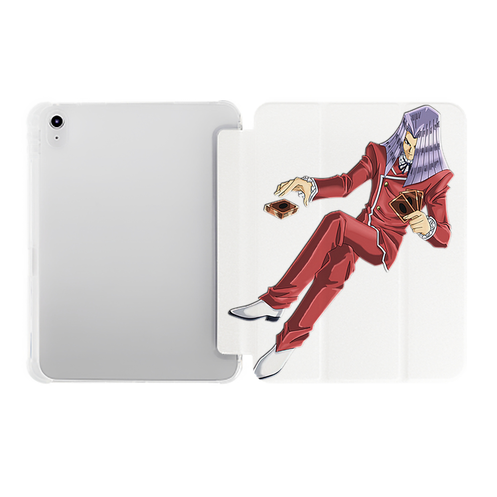 （画像用） 遊☆戯☆王 Yu-Gi-Oh! IPad ケース ペン収納付き 三つ折りスタンド PUレザー×シリコン 対応機種9.5/10.5/10.9インチ